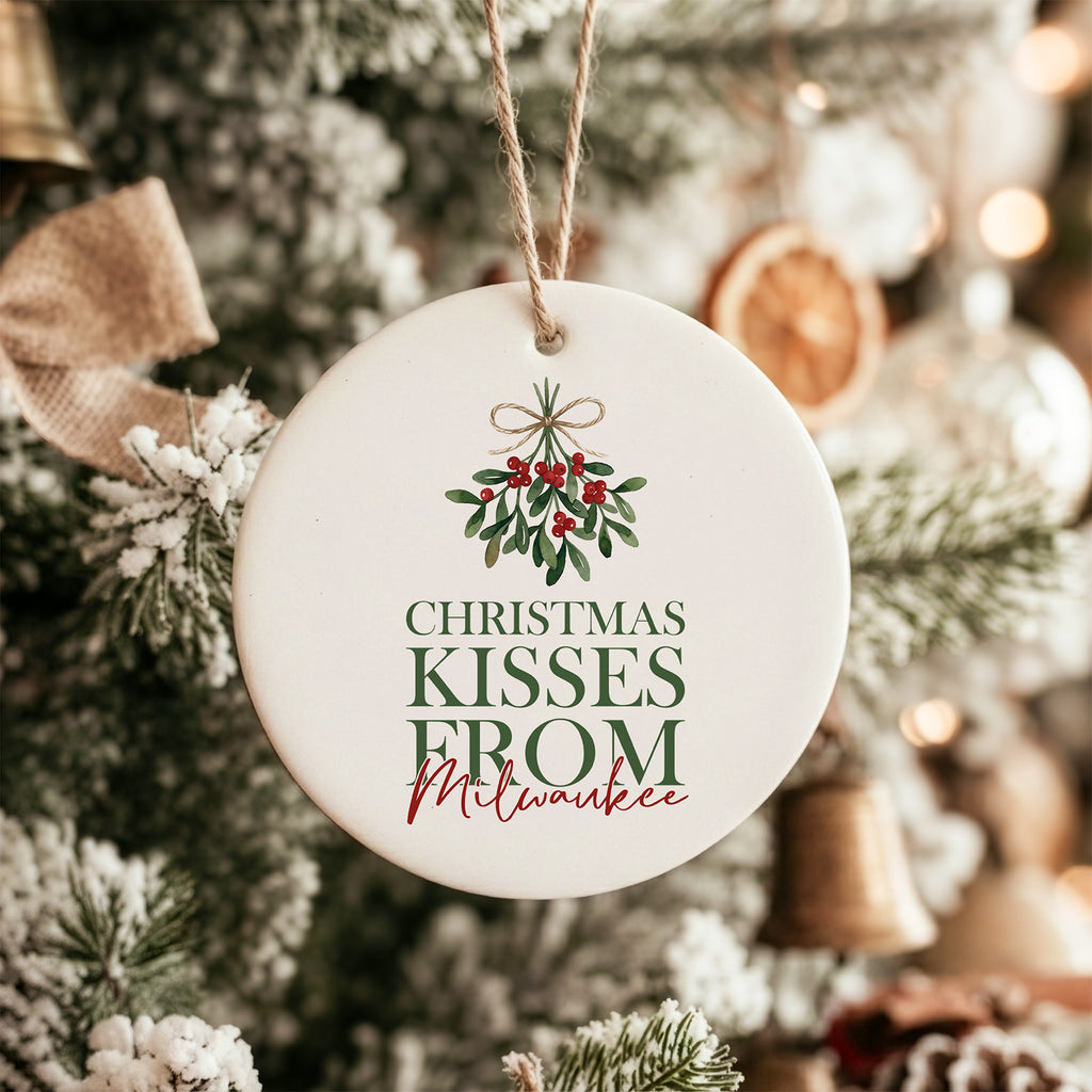 Christmas Kisses From - Custom Ornament