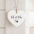 Mr Mrs - Heart Shaped Ornament