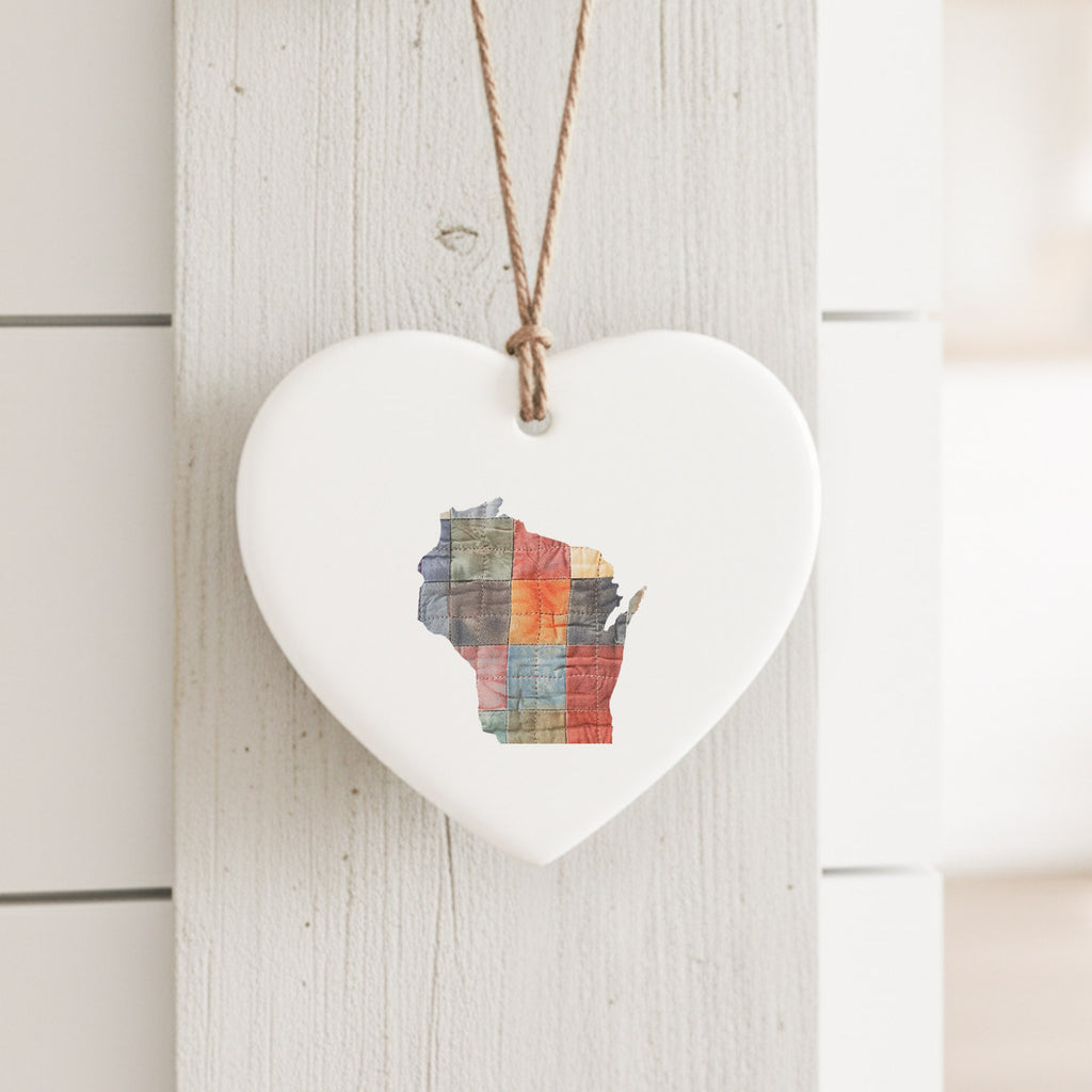 Quilted State - Custom Heart Shaped Ornament