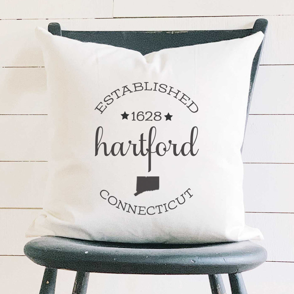 Circle Est, City, State - Custom Square Canvas Pillow