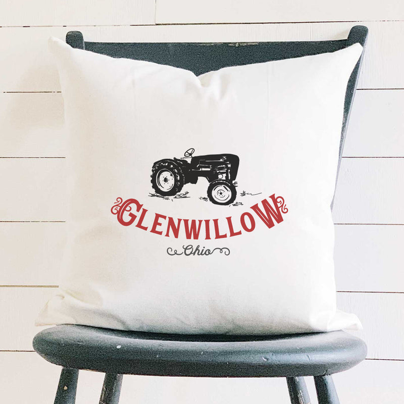 Vintage Icon (Tractor) City/State - Square Canvas Pillow