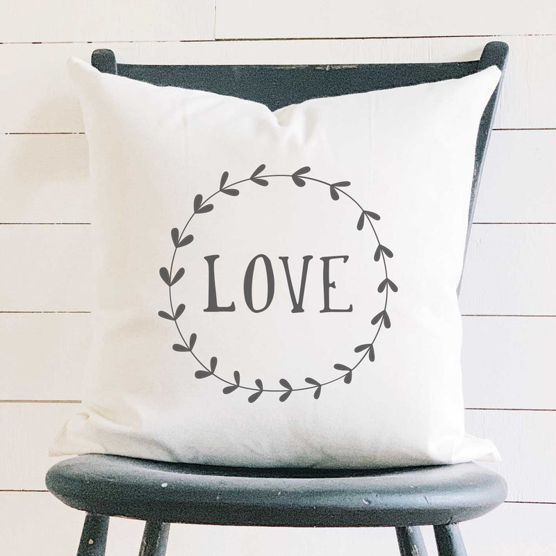 Love Simple Wreath - Square Canvas Pillow