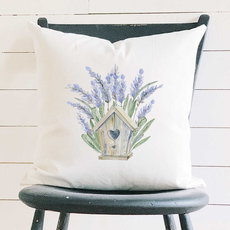 Lavender Birdhouse - Square Canvas Pillow