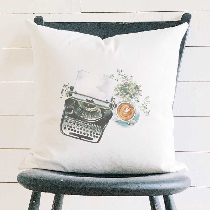 Typewriter Coffee - Square Canvas Pillow