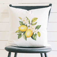 Lemon and Blooms - Square Canvas Pillow