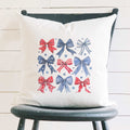 Red, White and Bows - Patriotic Square Canvas Pillow