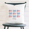 Watercolor Flags & Bows - Patriotic Square Canvas Pillow