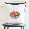 Bowl of Strawberries - Summer Square Canvas Pillow