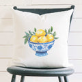 Blue Bowl of Lemons - Summer Square Canvas Pillow