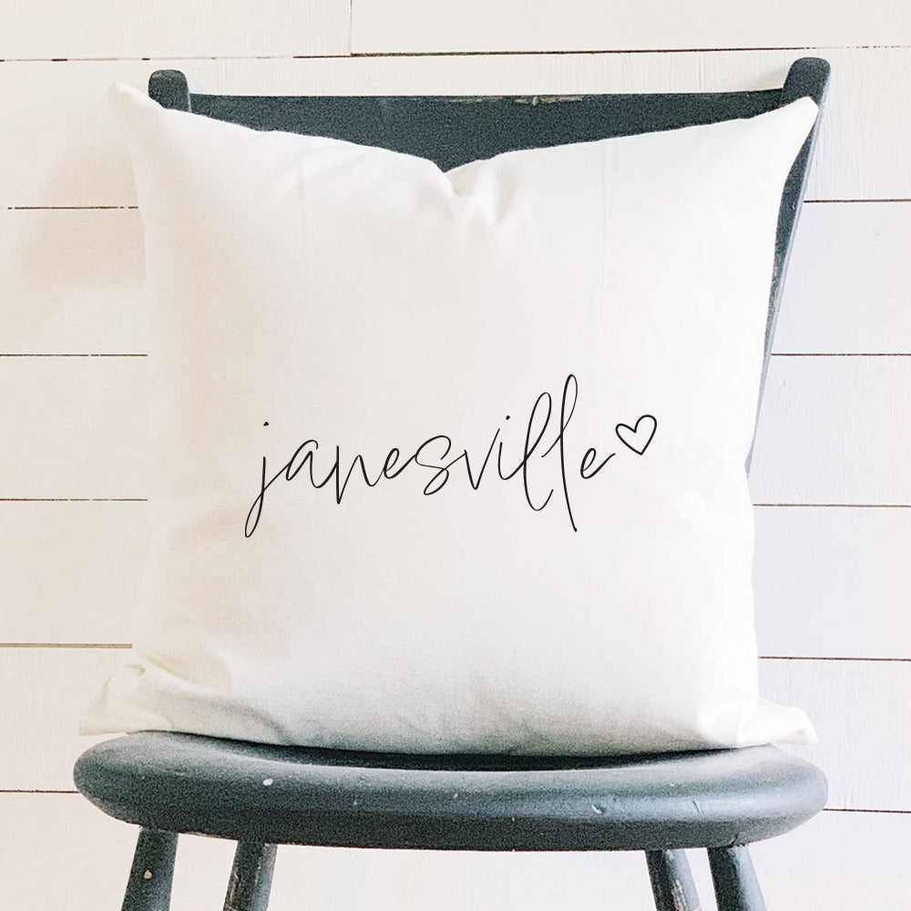 Cursive Heart - Custom Square Canvas Pillow