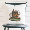 Retro Haunted House - Customizable Halloween Square Canvas Pillow