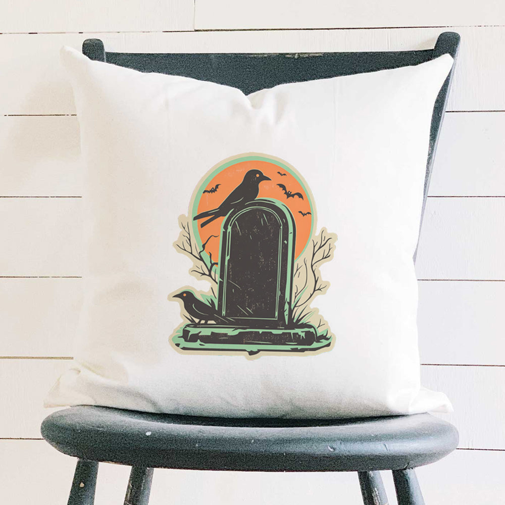 Retro Tombstone - Customizable Halloween Square Canvas Pillow