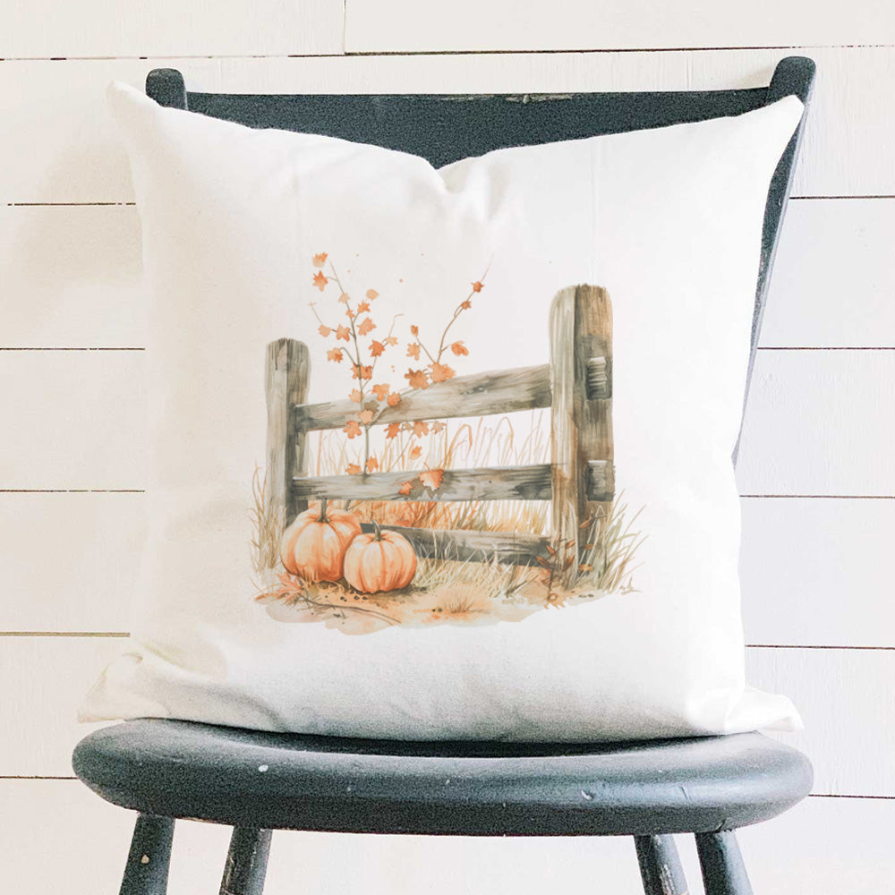 Pumpkin Fence - Customizable Square Canvas Pillow