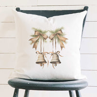Pine Boughs and Bells - Customizable Square Canvas Pillow