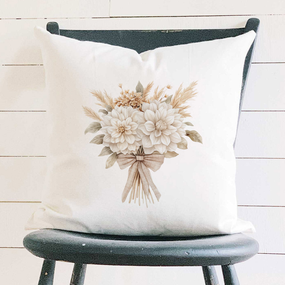 Autumn Dahlia Bouquet - Square Canvas Pillow