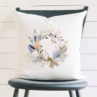 Winter Blue Wreath - Customizable Square Canvas Pillow