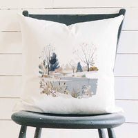 Brisk Winter Pond - Customizable Square Canvas Pillow