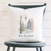 Snowy Town Row - Custom Square Canvas Pillow