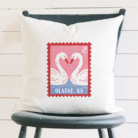Love Birds Stamp - Custom Square Canvas Pillow