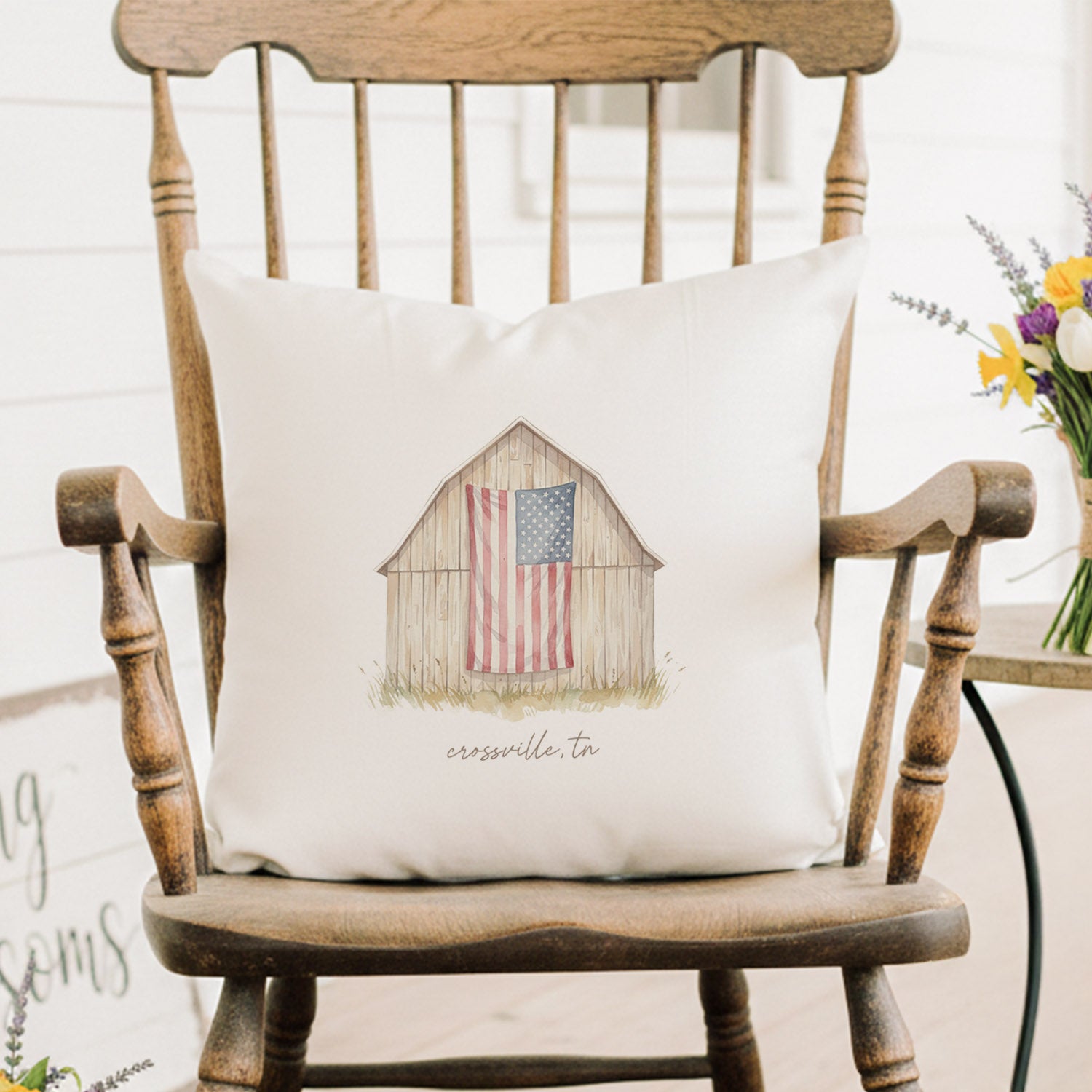 Americana Barn - Custom Square Canvas Pillow