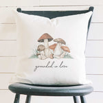 Grounded in Love (Mushrooms) - Square Canvas Pillow