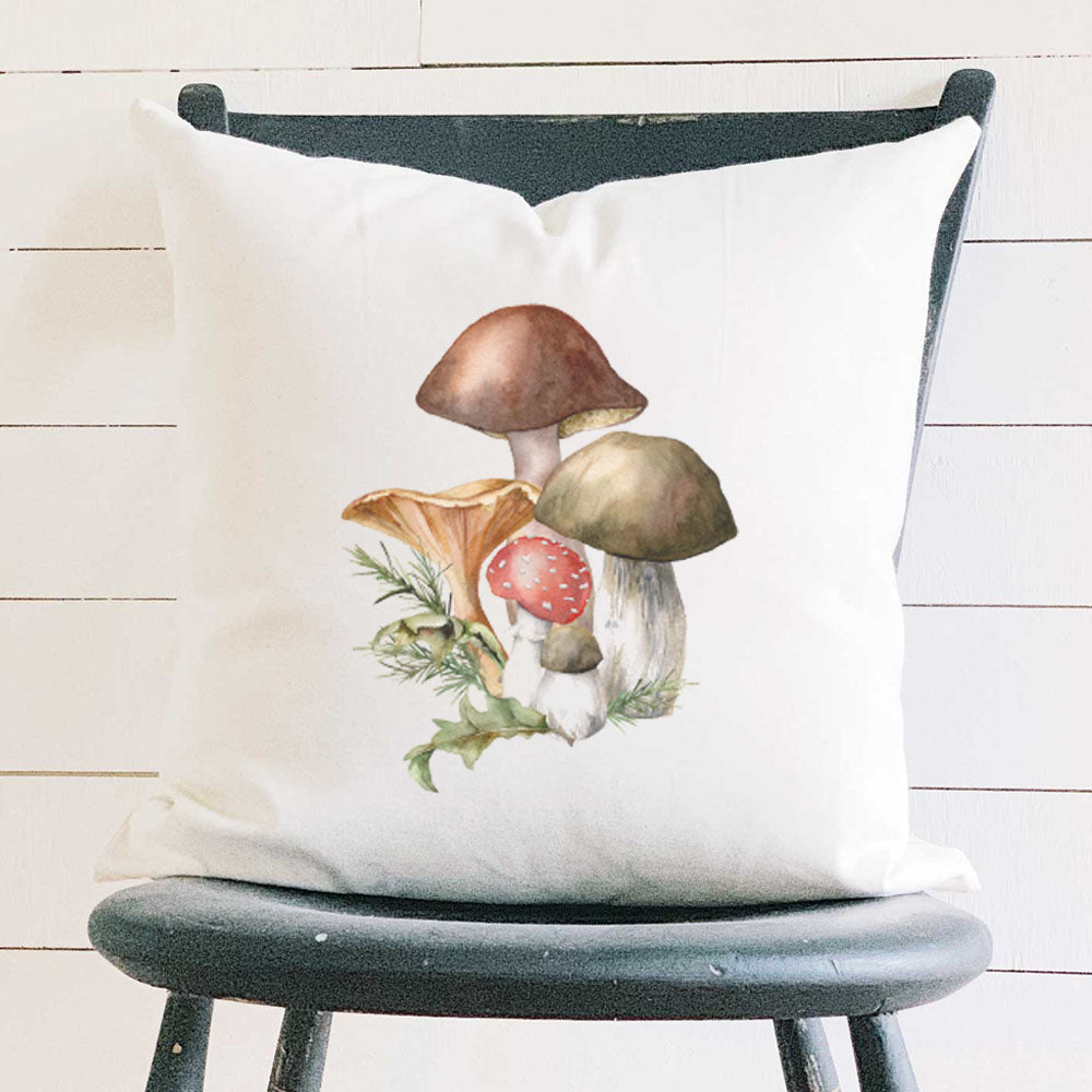 Forest Mushrooms - Customizable Square Canvas Pillow