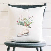 Winter Floral Ice Skate - Square Canvas Pillow