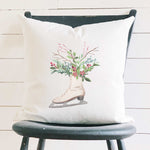 Winter Floral Ice Skate - Square Canvas Pillow