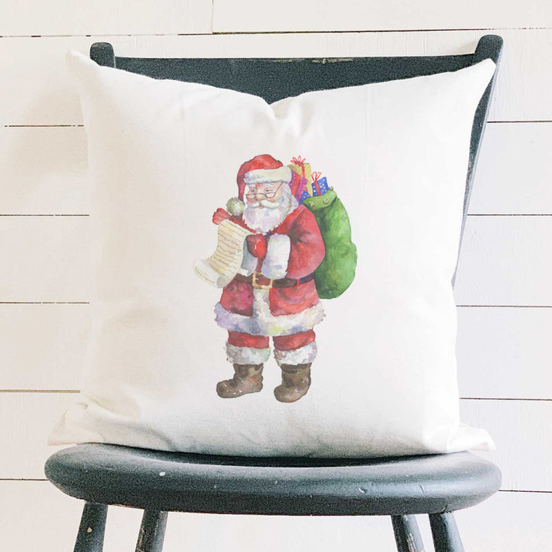 Santa with List - Square Canvas Pillow