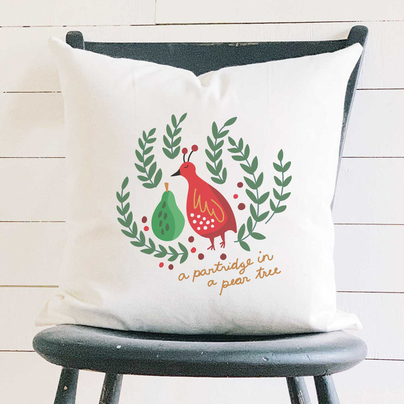 Partridge in a Pear Tree - Square Canvas Pillow