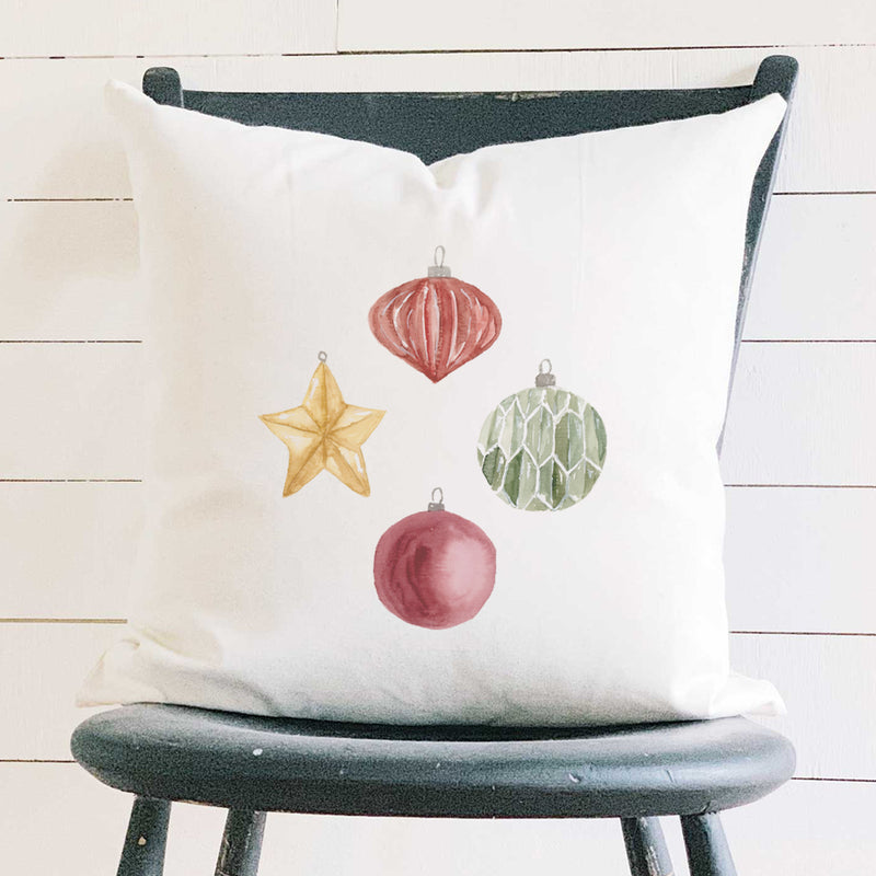 Watercolor Ornaments - Square Canvas Pillow
