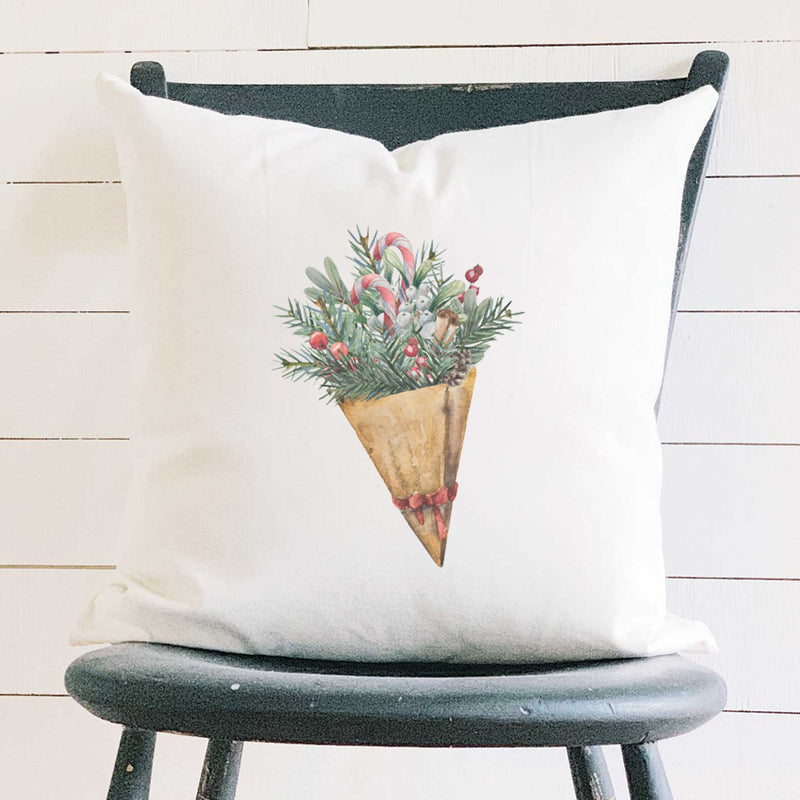 Christmas Pine Bouquet - Square Canvas Pillow
