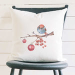 Christmas Branch with Bird - Square Canvas Pillow