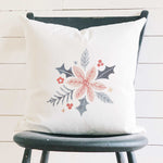 Hand Drawn Pink Poinsettia - Square Canvas Pillow