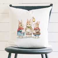 Fairytale Bunny Carolers - Square Canvas Pillow