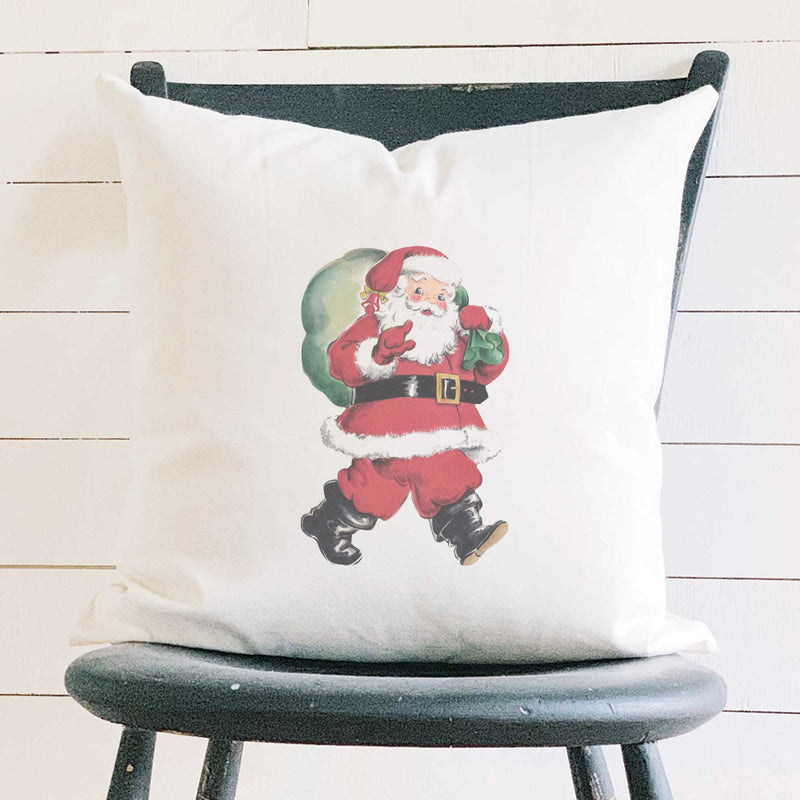 Vintage Santa with Gift Sack - Square Canvas Pillow