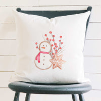 Gingerbread Snowman and Snowflake - Square Canvas Pillow