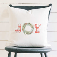 Plaid Joy Wreath - Square Canvas Pillow