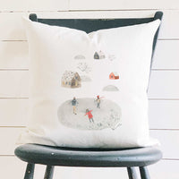 Watercolor Ice Skating - Square Canvas Pillow