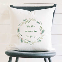 Tis The Season Wreath - Square Canvas Pillow