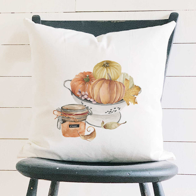 Chai Pumpkin Bowl - Square Canvas Pillow