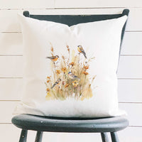 Birds in Tall Grass - Square Canvas Pillow