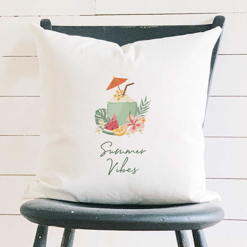 Summer Vibes Coconut Drink - Square Canvas Pillow