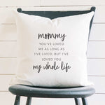 Mom / Mommy Loved You My Whole Life - Square Canvas Pillow