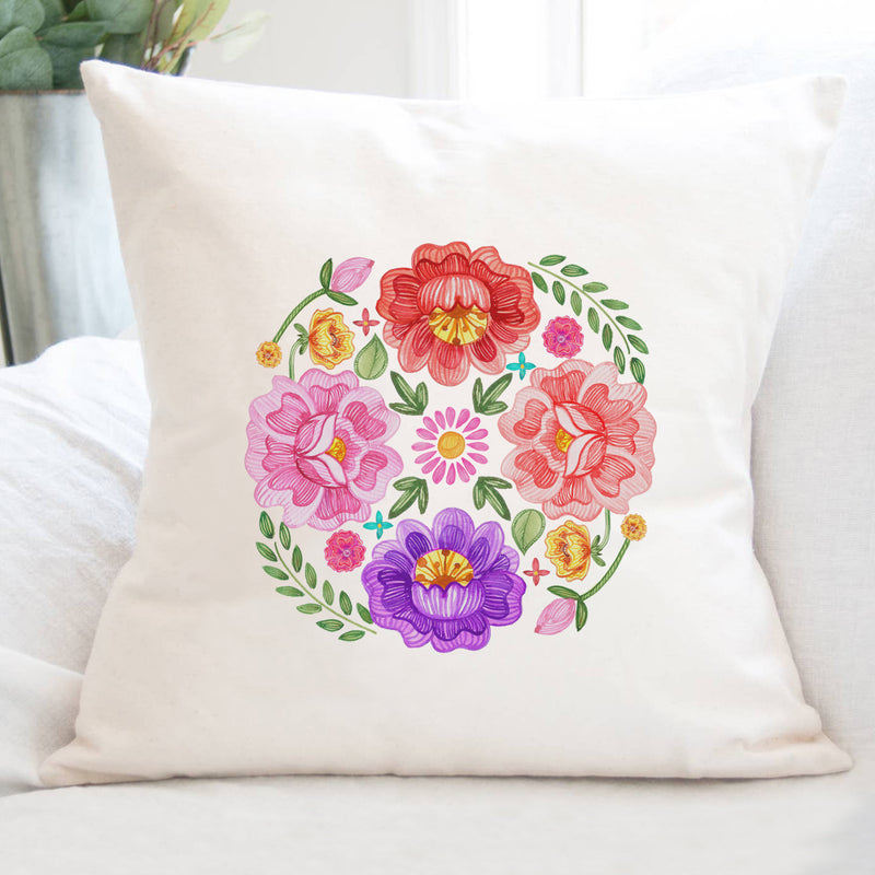 Floral Circulo - Square Canvas Pillow