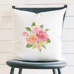 Watercolor Rose Bouquet - Square Canvas Pillow