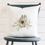 Budding Birdhouse - Square Canvas Pillow