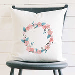 Cherry Blossom Wreath - Square Canvas Pillow
