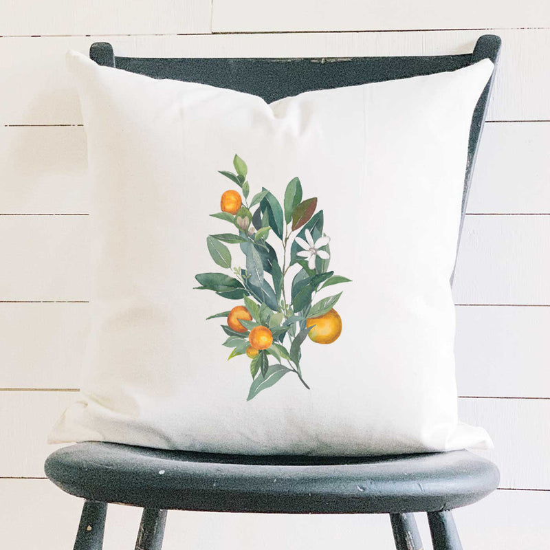 Tangerine Branch - Square Canvas Pillow