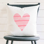 Striped Heart - Square Canvas Pillow